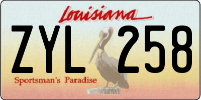 LA license plate ZYL258