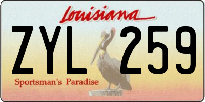 LA license plate ZYL259