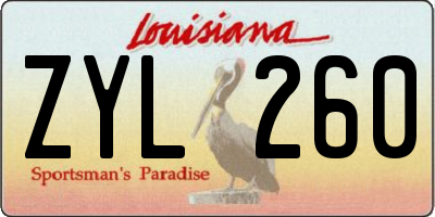 LA license plate ZYL260