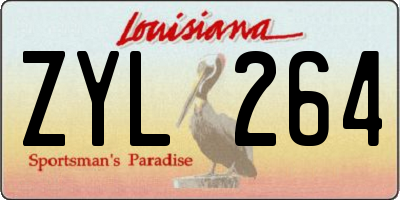 LA license plate ZYL264