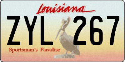 LA license plate ZYL267