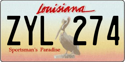 LA license plate ZYL274