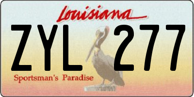 LA license plate ZYL277