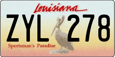 LA license plate ZYL278