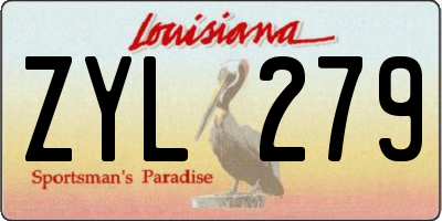 LA license plate ZYL279