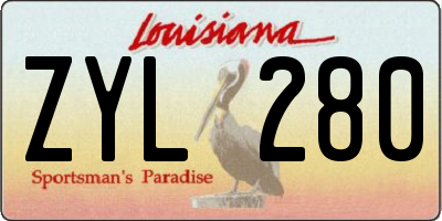 LA license plate ZYL280