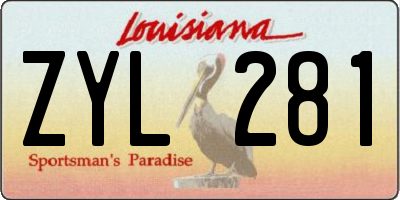 LA license plate ZYL281