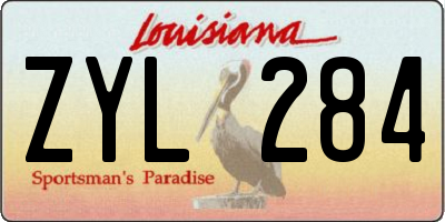 LA license plate ZYL284