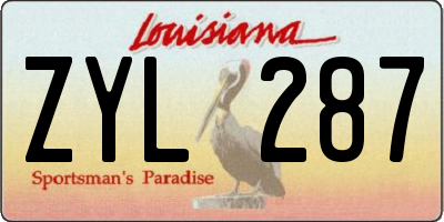 LA license plate ZYL287