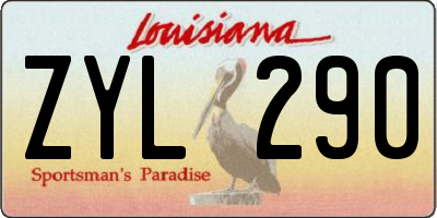 LA license plate ZYL290