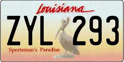 LA license plate ZYL293