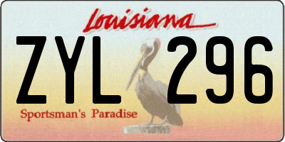 LA license plate ZYL296