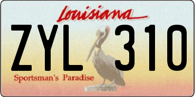 LA license plate ZYL310