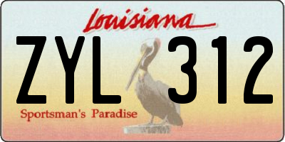 LA license plate ZYL312