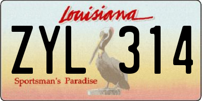 LA license plate ZYL314