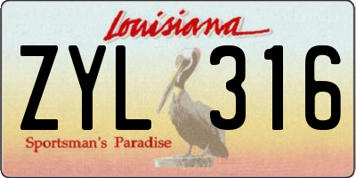 LA license plate ZYL316