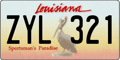 LA license plate ZYL321