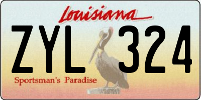 LA license plate ZYL324
