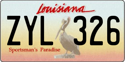 LA license plate ZYL326