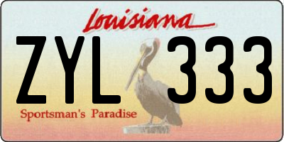 LA license plate ZYL333