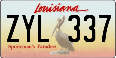 LA license plate ZYL337