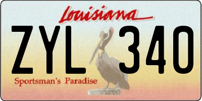 LA license plate ZYL340