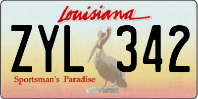 LA license plate ZYL342