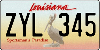 LA license plate ZYL345