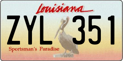 LA license plate ZYL351