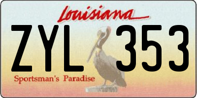 LA license plate ZYL353