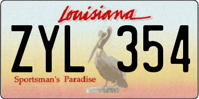 LA license plate ZYL354