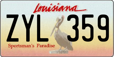 LA license plate ZYL359