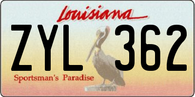 LA license plate ZYL362