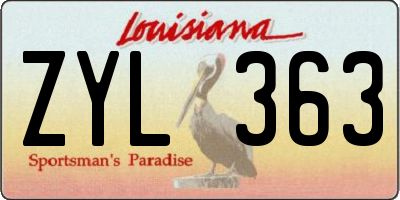 LA license plate ZYL363