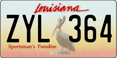 LA license plate ZYL364