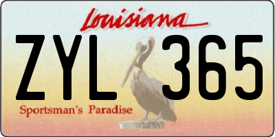 LA license plate ZYL365