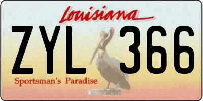 LA license plate ZYL366