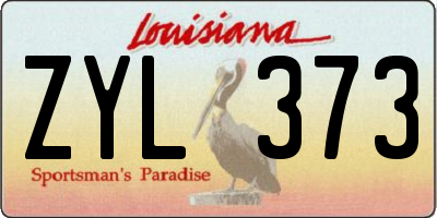 LA license plate ZYL373