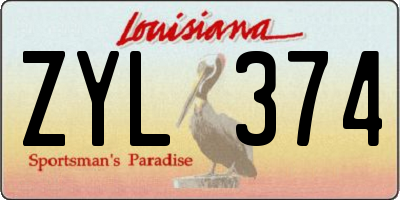 LA license plate ZYL374