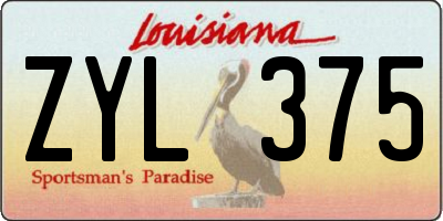 LA license plate ZYL375