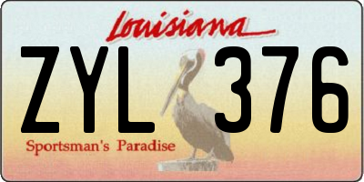 LA license plate ZYL376