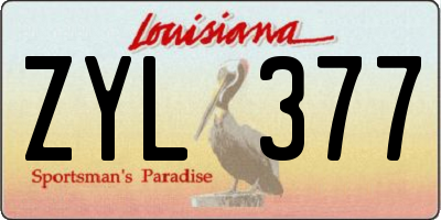 LA license plate ZYL377