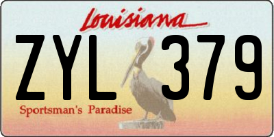 LA license plate ZYL379