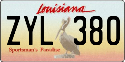 LA license plate ZYL380