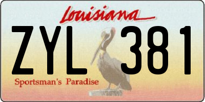 LA license plate ZYL381