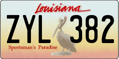 LA license plate ZYL382