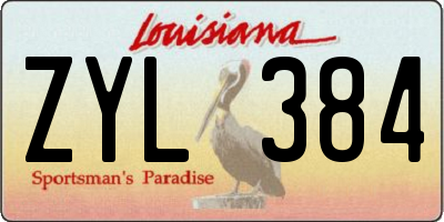 LA license plate ZYL384