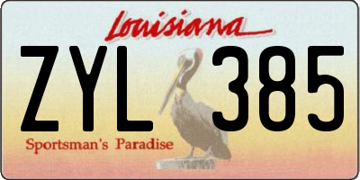 LA license plate ZYL385