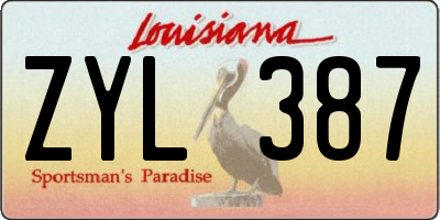 LA license plate ZYL387