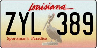 LA license plate ZYL389